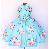 Vestido Jardim Encantado Festa Luxo Floral E Tiara 