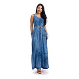 Vestido Jeans Longo Barra