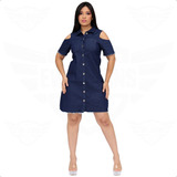 Vestido Jeans Manga Vazada