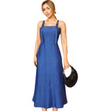 Vestido Jeans Midi Liso