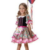 Vestido Junina Luxo Com Avental Maravilhoso Macio Estica
