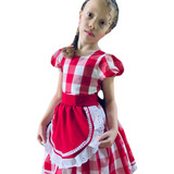 Vestido Junino Infantil Com Avental Modelo Luxo
