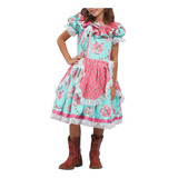 Vestido Junino Lelê Petit Avental Floral Tiffany Colorido