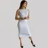 Vestido Justo Tubinho Básico Midi Canelado Modelador Liso