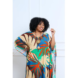 Vestido Kaftan Estampada Longa