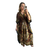 Vestido Kaftan Blue longa moda Boho Hippie plus size