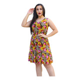 Vestido Liganete Mid Estampado Com Elástico Moda Feminina
