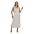 Vestido Linho Feminino Casual Mid Moda Elegante Regata Fenda