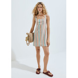 Vestido Listrado De Linho