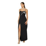 Vestido Longo Acetinado Bordado