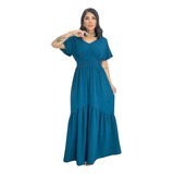 Vestido Longo Babado Fenda