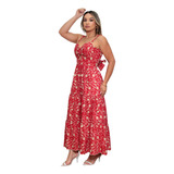 Vestido Longo Bordado Decote