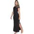Vestido Longo Casual Canelado Feminino Liso Manga Versátil