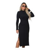 Vestido Longo Casual Manga