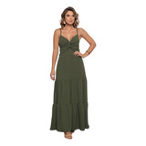 Vestido Longo Decote Trancado