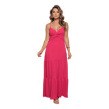 Vestido Longo Decote Trancado