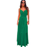Vestido Longo Em Viscose De Amarrar Feminino