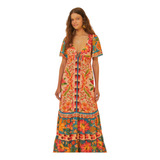 Vestido Longo Estampado Cor