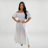 Vestido Longo Evangelico Ciganinha Fluido Moda Luxo Festa