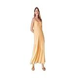 Vestido Longo Evasê Com Alças Finas Laranja P