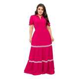 Vestido Longo Feminino 3 Marias Gola Polo Em Renda Guipir
