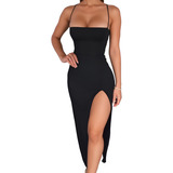 Vestido Longo Feminino Amarração Fenda Lateral Alcinha Maxi