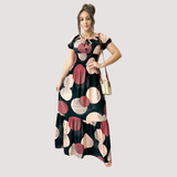 Vestido Longo Feminino Estampado Ciganinha Moda Evangelica