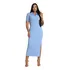 Vestido Longo Feminino Evangélico Gola Polo E Fenda Lateral