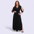 Vestido Longo Feminino Manga Longa Amarração Linha Festa