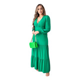 Vestido Longo Feminino Manga