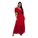 Vestido Longo Feminino Manga Moda Evangélica Festa Igreja