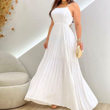 Vestido Longo Feminino Plissado