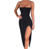 Vestido Longo Fenda Lateral