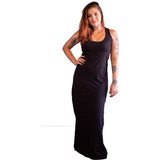 Vestido Longo Fendas Preto