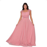 Vestido Longo Festa Madrinha Evangélica Renda Francesa