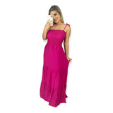 Vestido Longo Franzido Lastex