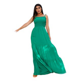 Vestido Longo Franzido Lastex