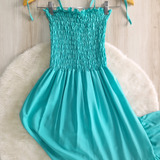 Vestido Longo Franzido Lastex