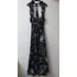 Vestido Longo Frente Única Estampado Preto E Prata - Tam. M
