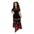 Vestido Longo Indiano Manga Curta Batik E Bordado Plus Size