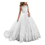Vestido Longo Infantil Festa Casamento Daminha Com Calda