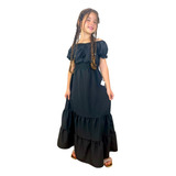 Vestido Longo Infantil Juvenil Com Manguinha