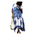 Vestido Longo Kaftan Azul Feminino Com Estampa Floral, Maiô