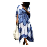 Vestido Longo Kaftan Azul