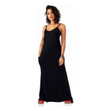 Vestido Longo Liso Com