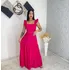 Vestido Longo Luxo Com Babada Na Mangas E Reda Na Cintura