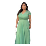Vestido Longo Madrinha Casamento Formatura Plus Size Manga
