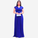 Vestido Longo Madrinha Evangélico Manga Curta Até Tamanho 56