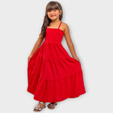 Vestido Longo Moda Infantil Lançamento Tendência Midi Menina