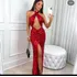 Vestido Longo Paetê Com Maxi Decote Sensual  Festa Balada
